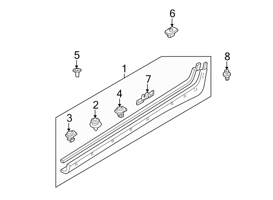 Diagram PILLARS. ROCKER & FLOOR. EXTERIOR TRIM. for your Mazda