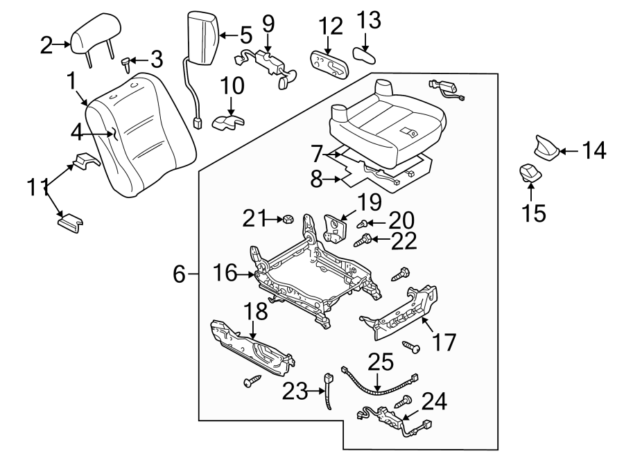 Diagram SEATS & TRACKS. FRONT SEAT COMPONENTS. for your 2006 Mazda RX-8   