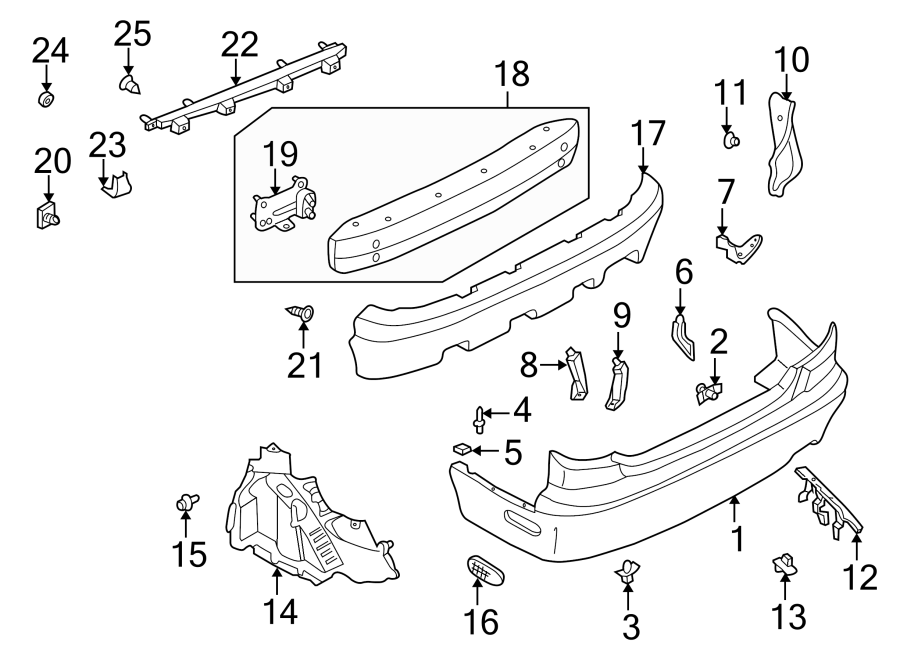 Diagram REAR BUMPER. BUMPER & COMPONENTS. for your Mazda MX-5 Miata  