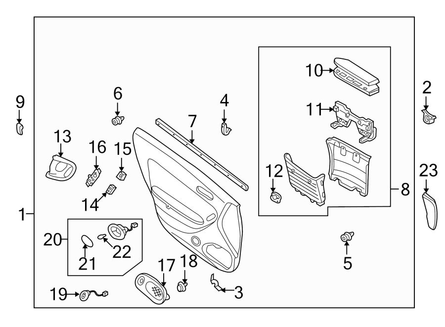 Diagram FRONT DOOR. INTERIOR TRIM. for your 2009 Mazda B4000   