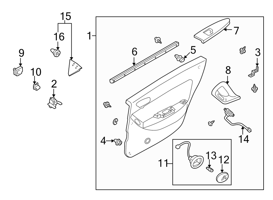 Diagram Rear door. Interior trim. for your 2009 Mazda CX-9   