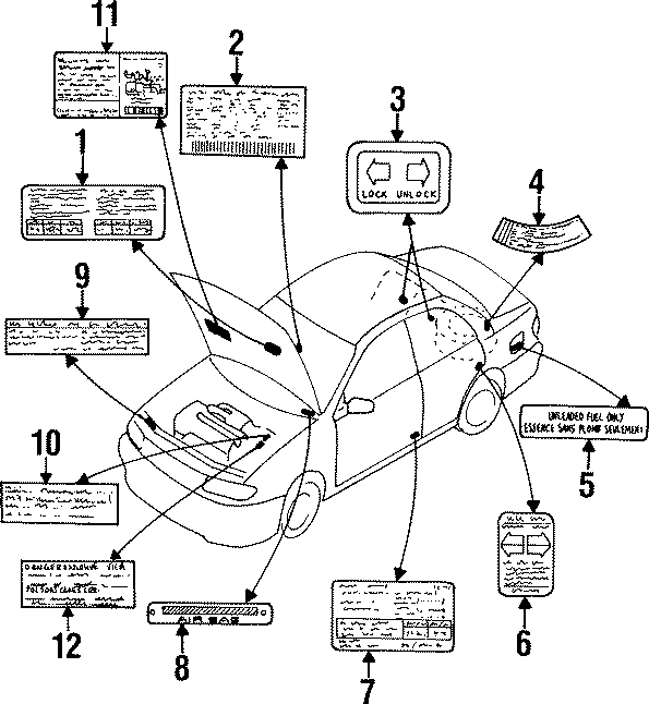 Diagram INFORMATION LABELS. for your 1986 Mazda 323   