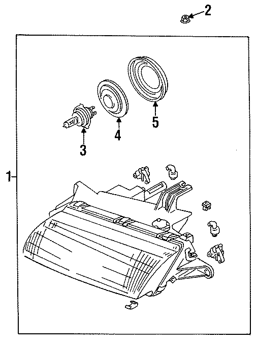 Diagram FRONT LAMPS. HEADLAMP COMPONENTS. for your Mazda