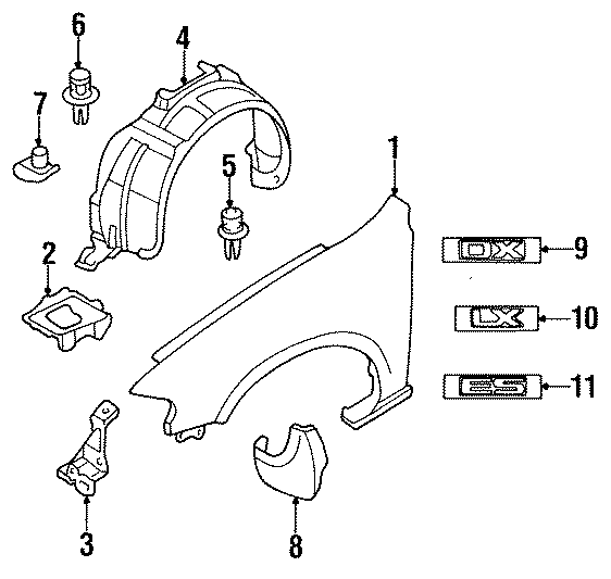 Diagram EXTERIOR TRIM. FENDER & COMPONENTS. for your 2014 Mazda MX-5 Miata   