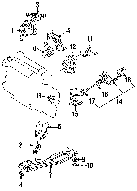 Diagram ENGINE / TRANSAXLE. ENGINE & TRANS MOUNTING. for your 1991 Mazda Navajo   