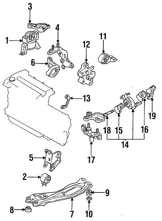 Diagram ENGINE / TRANSAXLE. ENGINE & TRANS MOUNTING. for your 1991 Mazda Navajo   