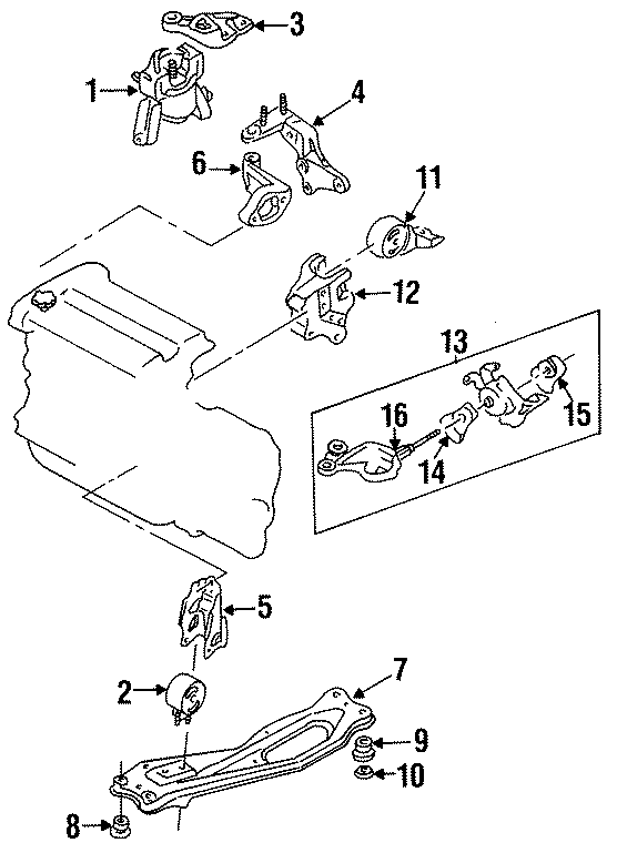 Diagram ENGINE / TRANSAXLE. ENGINE & TRANS MOUNTING. for your 1991 Mazda Navajo   