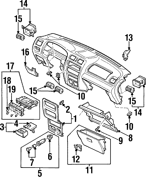 Diagram INSTRUMENT PANEL COMPONENTS. for your 2020 Mazda MX-5 Miata  RF Grand Touring Convertible 