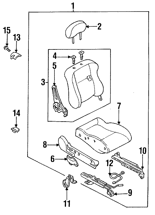 Diagram SEATS & TRACKS. SEAT COMPONENTS. for your 1990 Mazda MX-6 2.2L A/T DX Coupe 