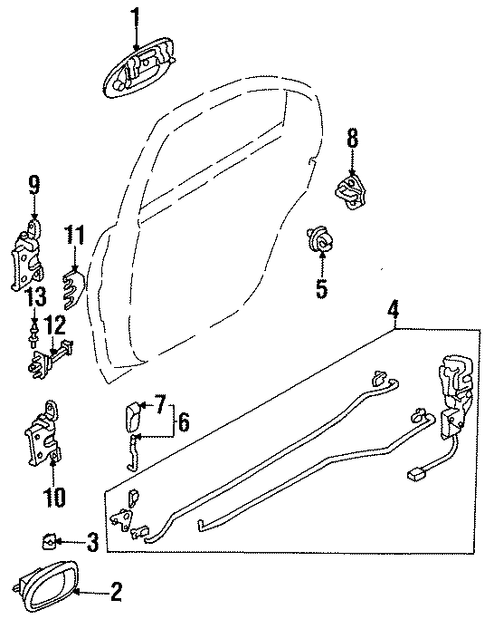 Diagram REAR DOOR. LOCK & HARDWARE. for your 1986 Mazda 626   