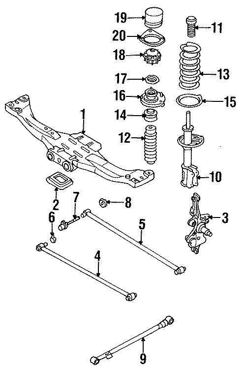 Diagram REAR SUSPENSION. SUSPENSION COMPONENTS. for your 2021 Mazda CX-5  Grand Touring Sport Utility 