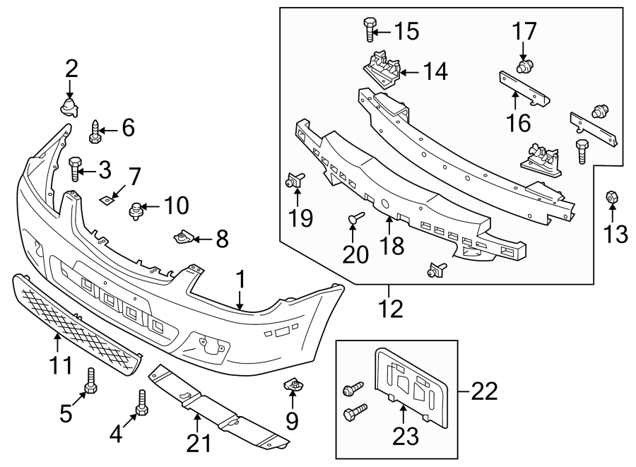 Diagram FRONT BUMPER. BUMPER & COMPONENTS. for your Mazda