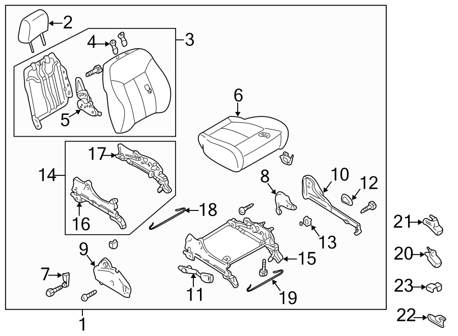 Diagram SEATS & TRACKS. FRONT SEAT COMPONENTS. for your 2017 Mazda MX-5 Miata   