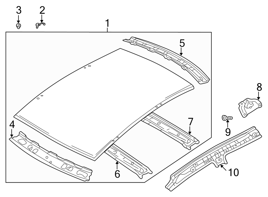 Diagram ROOF & COMPONENTS. for your Mazda