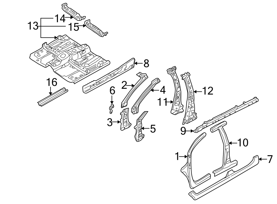 Diagram PILLARS. ROCKER & FLOOR. for your Mazda MIATA  