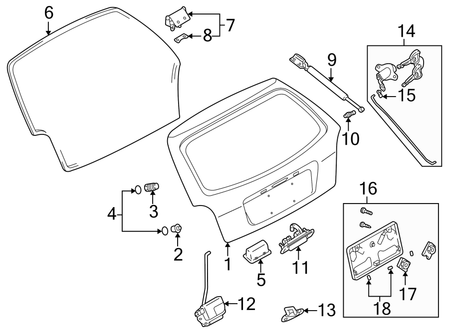 Diagram LIFT GATE. GATE & HARDWARE. for your 2023 Mazda MX-5 Miata 2.0L SKYACTIV M/T RF Grand Touring Convertible 