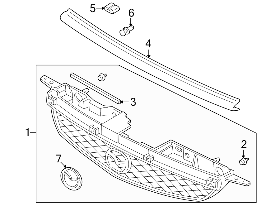 Diagram GRILLE & COMPONENTS. for your 2015 Mazda MX-5 Miata  Grand Touring Convertible 