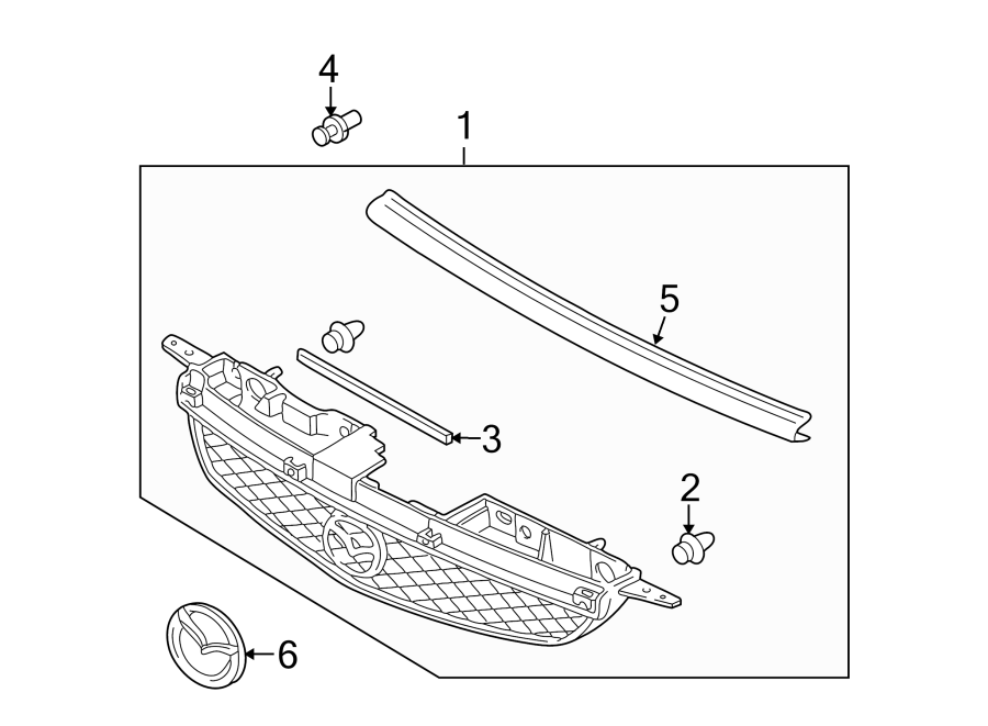 Diagram GRILLE & COMPONENTS. for your 2012 Mazda MX-5 Miata   