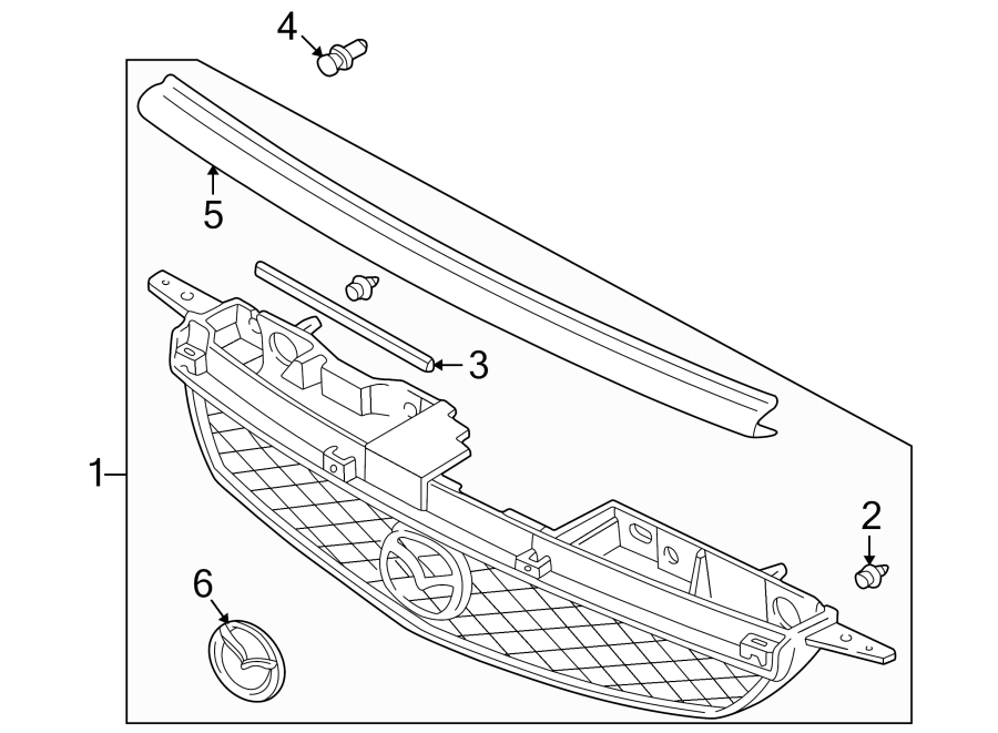 Diagram GRILLE & COMPONENTS. for your 2007 Mazda MX-5 Miata   