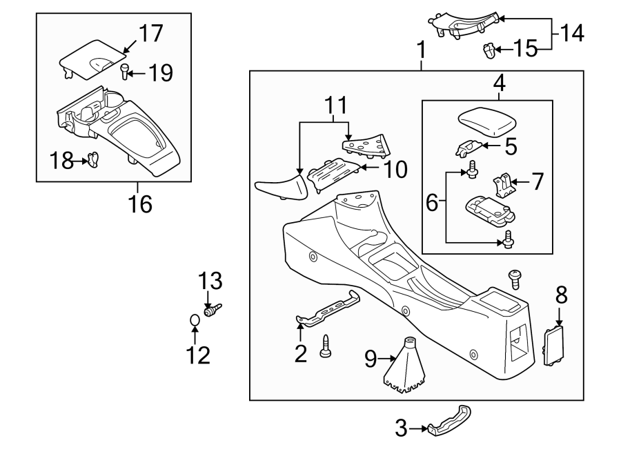 Diagram CENTER CONSOLE. for your 2022 Mazda CX-5 2.5L SKYACTIV A/T AWD 2.5 S Carbon Edition Sport Utility 