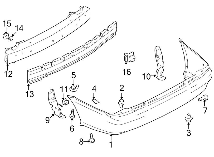 Diagram REAR BUMPER. BUMPER & COMPONENTS. for your 2023 Mazda MX-5 Miata  Sport Convertible 