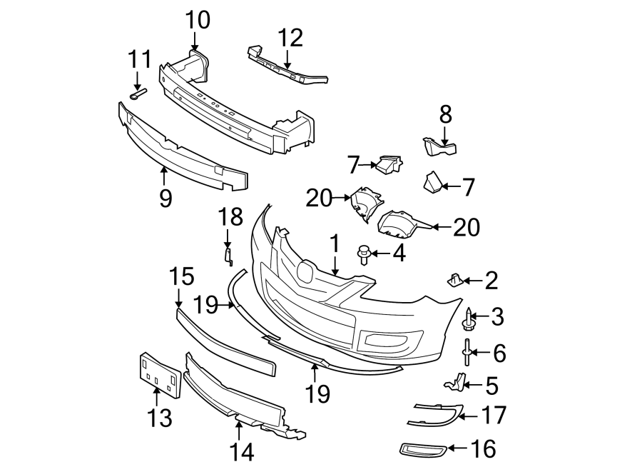 Diagram FRONT BUMPER. BUMPER & COMPONENTS. for your 2021 Mazda CX-5 2.5L SKYACTIV A/T AWD Carbon Edition Sport Utility 