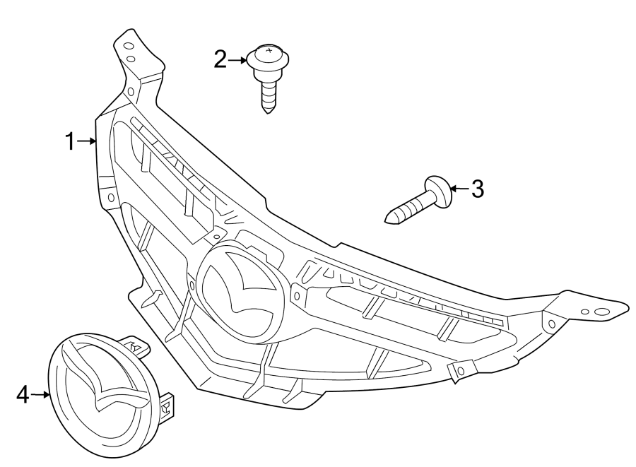 Diagram GRILLE & COMPONENTS. for your Mazda 3  