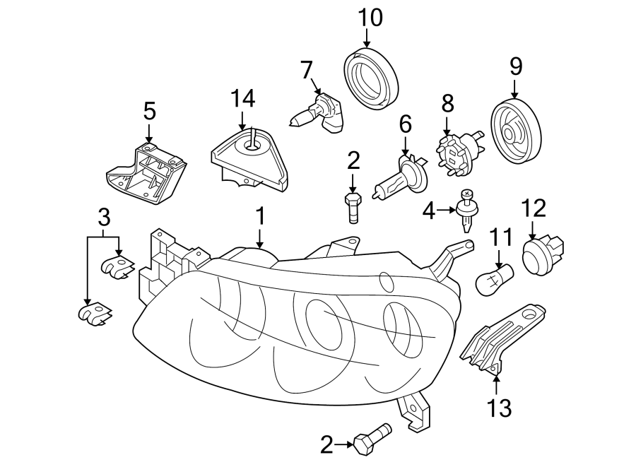 Diagram FRONT LAMPS. HEADLAMP COMPONENTS. for your 2010 Mazda MX-5 Miata  Sport Convertible 