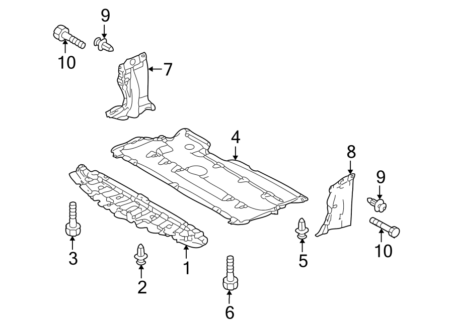 Diagram RADIATOR SUPPORT. SPLASH SHIELDS. for your 2020 Mazda CX-5 2.5L SKYACTIV A/T AWD Touring Sport Utility 