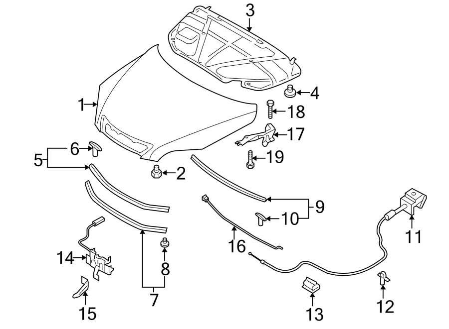 Diagram HOOD & COMPONENTS. for your 2017 Mazda MX-5 Miata   