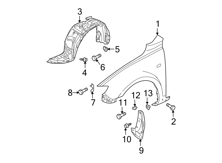 Diagram FENDER & COMPONENTS. for your Mazda