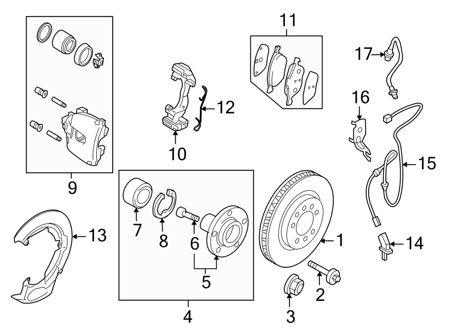 Diagram FRONT SUSPENSION. BRAKE COMPONENTS. for your Mazda