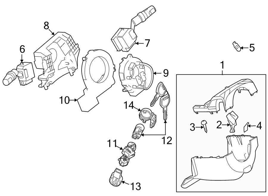 Diagram STEERING COLUMN. SHROUD. SWITCHES & LEVERS. for your 2018 Mazda CX-5 2.5L SKYACTIV A/T AWD Touring Sport Utility 