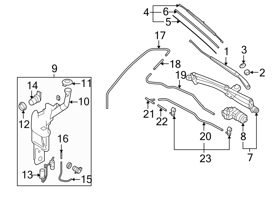 Diagram WINDSHIELD. WIPER & WASHER COMPONENTS. for your 2019 Mazda CX-5  Signature Sport Utility 