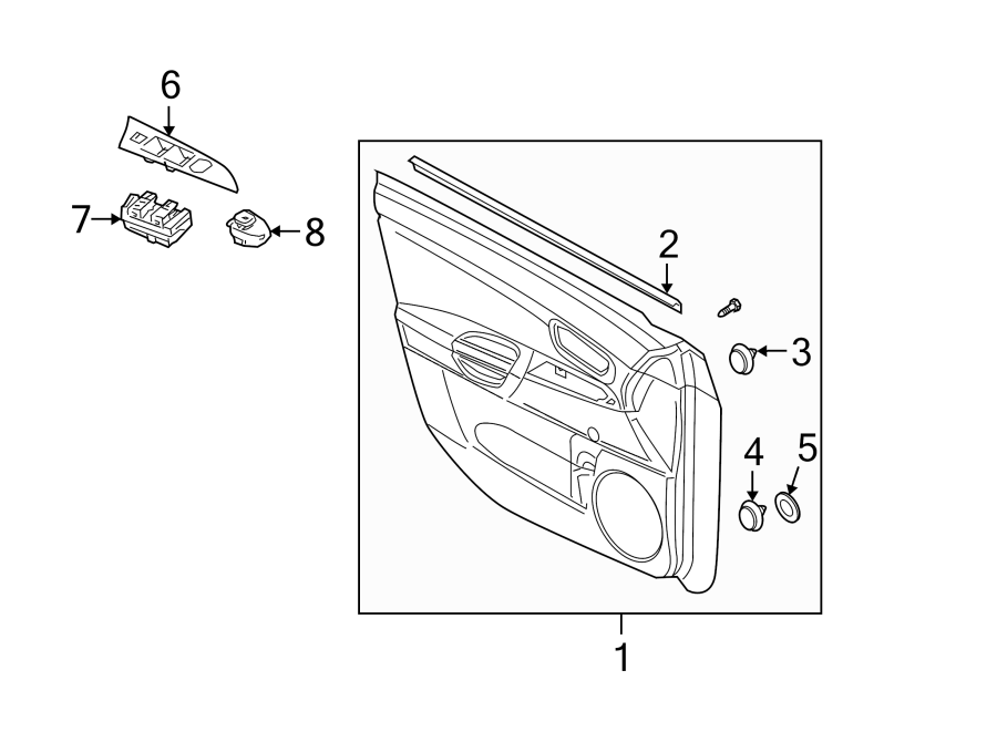 Diagram Front door. Interior trim. for your 2009 Mazda CX-7   