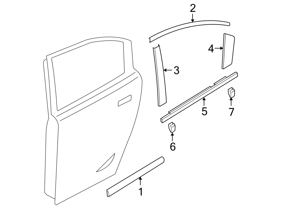 Diagram REAR DOOR. EXTERIOR TRIM. for your 2017 Mazda MX-5 Miata  Club Convertible 