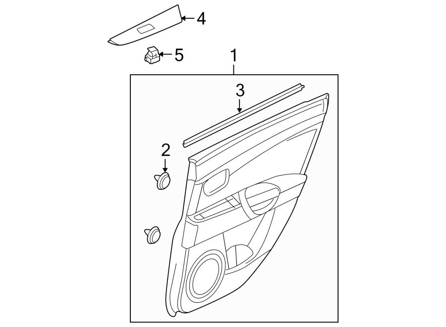 Diagram REAR DOOR. INTERIOR TRIM. for your 2004 Mazda 3   
