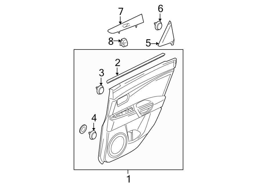 Diagram REAR DOOR. INTERIOR TRIM. for your 2019 Mazda MX-5 Miata   