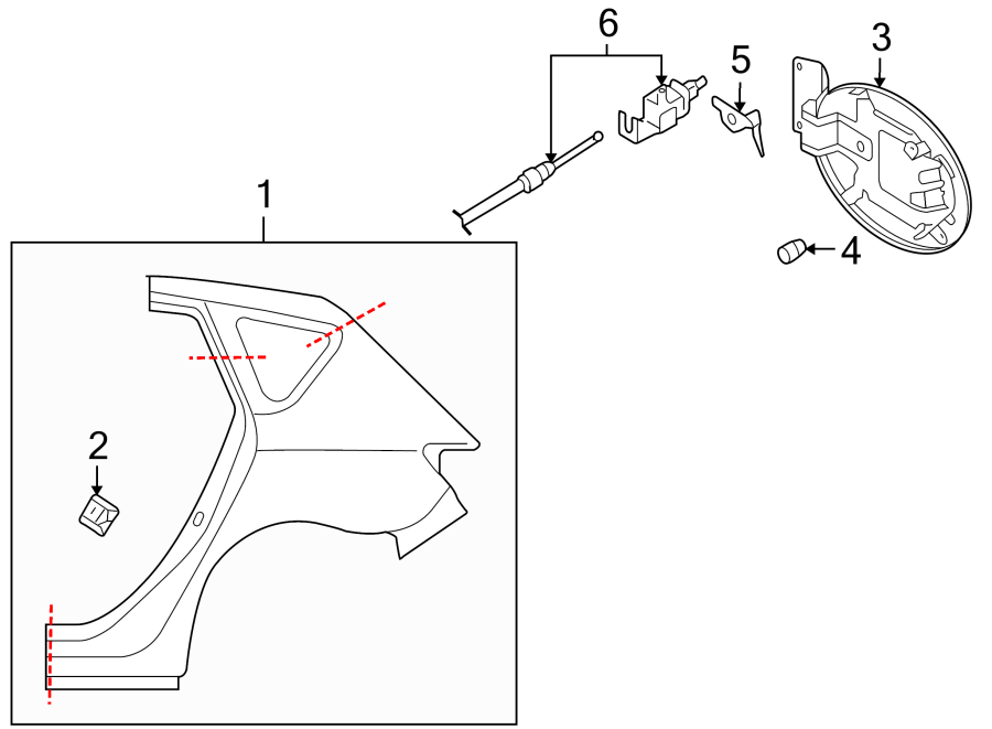 Diagram QUARTER PANEL & COMPONENTS. for your Mazda 3  