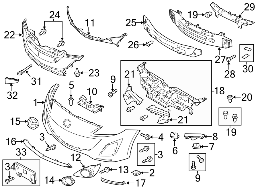 Diagram FRONT BUMPER. BUMPER & COMPONENTS. for your 1992 Mazda B2600   