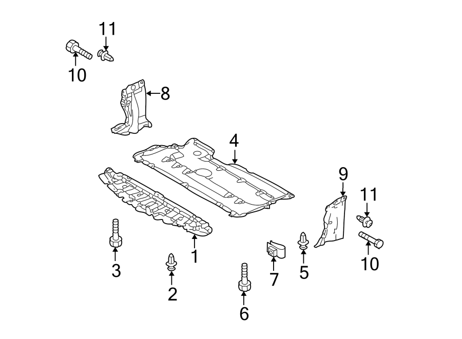 Diagram RADIATOR SUPPORT. SPLASH SHIELDS. for your 2001 Mazda MIATA  LS Convertible 