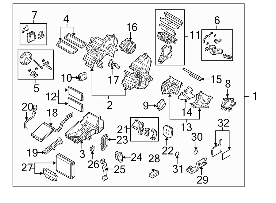 Diagram AIR CONDITIONER & HEATER. EVAPORATOR & HEATER COMPONENTS. for your 2017 Mazda MX-5 Miata 2.0L SKYACTIV M/T RF Grand Touring Convertible 