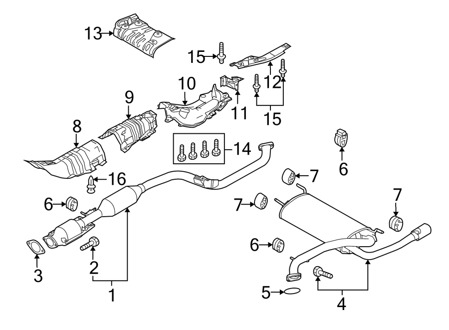 Diagram EXHAUST SYSTEM. EXHAUST COMPONENTS. for your 2016 Mazda CX-5 2.5L SKYACTIV M/T AWD Sport Sport Utility 