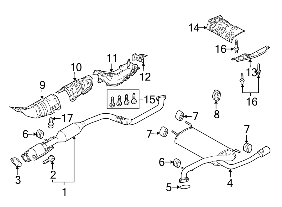 Diagram EXHAUST SYSTEM. EXHAUST COMPONENTS. for your 2016 Mazda CX-5 2.5L SKYACTIV M/T AWD Sport Sport Utility 