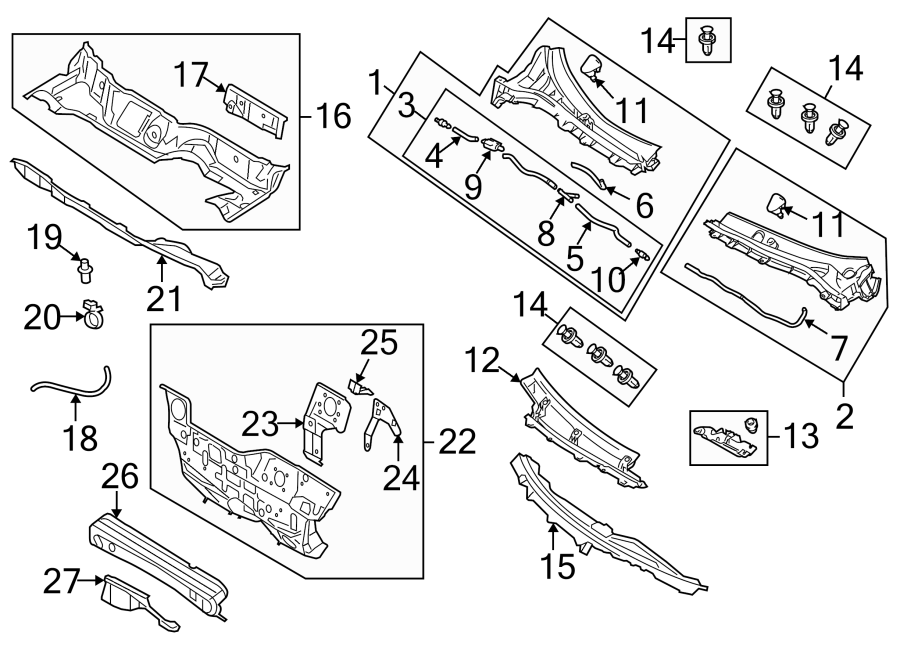 Diagram COWL. for your Mazda