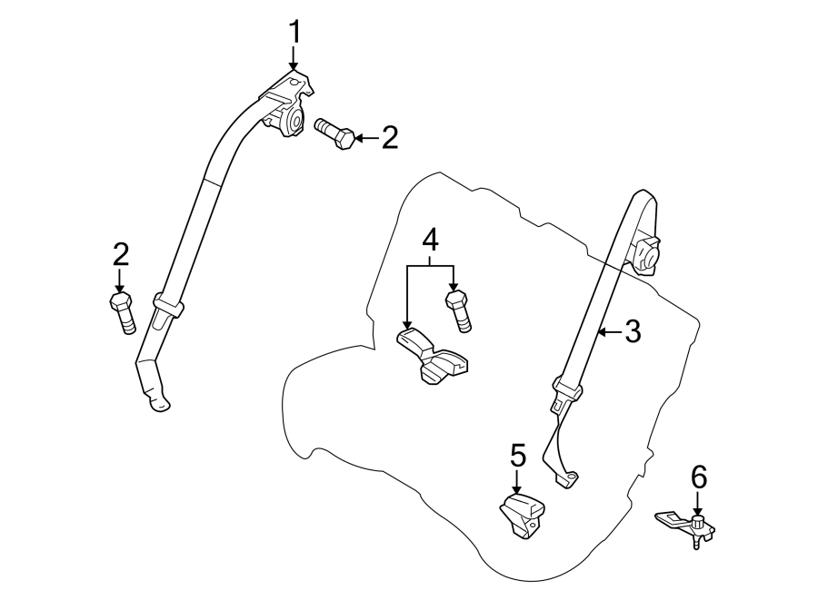 Diagram RESTRAINT SYSTEMS. REAR SEAT BELTS. for your Mazda 3  