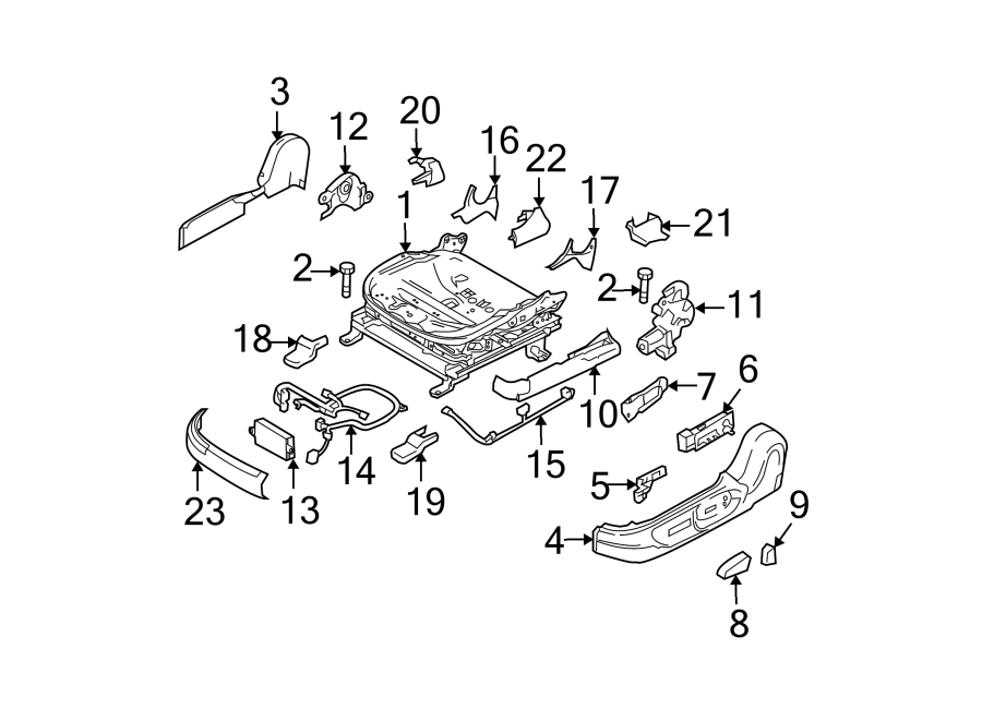 Diagram SEATS & TRACKS. TRACKS & COMPONENTS. for your 2008 Mazda MX-5 Miata  Sport Convertible 