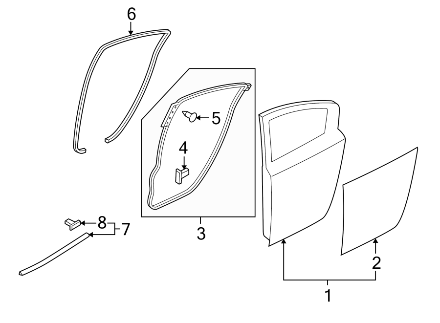 Diagram REAR DOOR. DOOR & COMPONENTS. for your Mazda