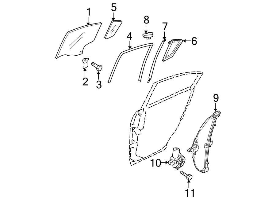 Diagram REAR DOOR. GLASS & HARDWARE. for your 2009 Mazda CX-7 2.3L A/T AWD Grand Touring Sport Utility 