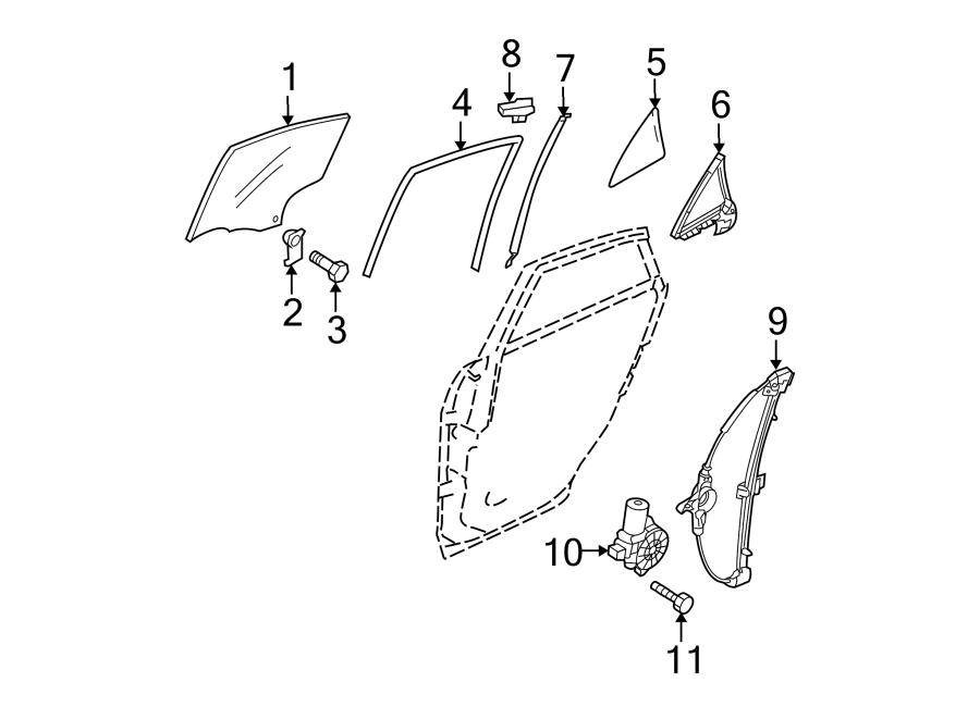 Diagram REAR DOOR. GLASS & HARDWARE. for your 2009 Mazda CX-7 2.3L A/T AWD Grand Touring Sport Utility 